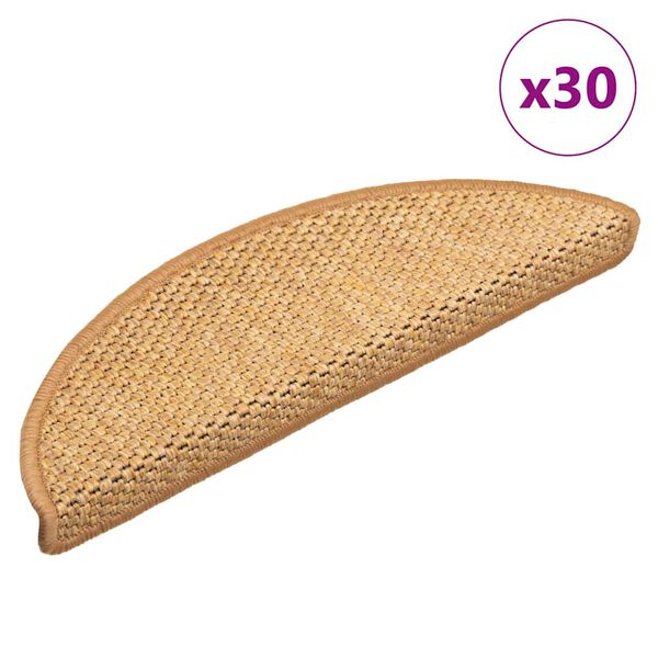 vidaXL Tapetes escada adesivos aspeto sisal 30 pcs 56x17x3cm sisal
