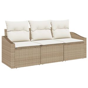 vidaXL Conjunto de Sof&aacute; de Jardim 3 pcs Bege e Branco vime PE