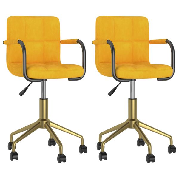 vidaXL Cadeiras de jantar girat&oacute;rias 2 pcs veludo amarelo mostarda