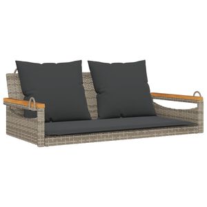 vidaXL Banco baloi&ccedil;o com almofad&otilde;es 109x62x40 cm vime PE cinzento