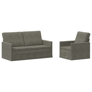vidaXL Conjunto de Sof&aacute;s 2 pcs Cinzento-claro Tecido de Veludo Cotele