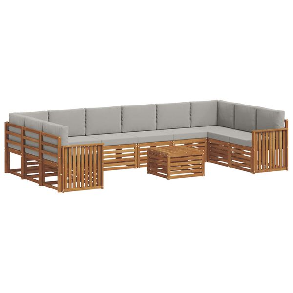 vidaXL Conjunto de Sof&aacute; Sectional 11 pcs Cinza Natural e Claro