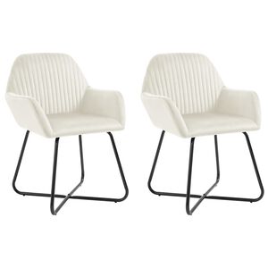 vidaXL Cadeiras de jantar 2 pcs veludo cor creme
