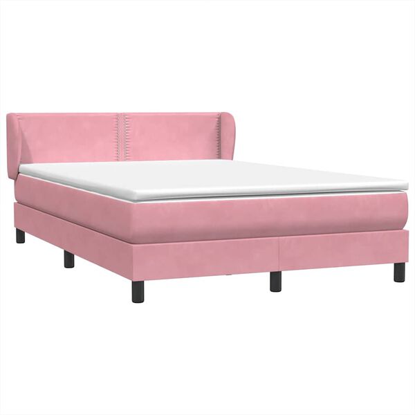 vidaXL Cama com molas/colch&atilde;o 160x220 cm veludo rosa