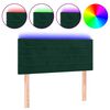vidaXL Cabeceira de cama c/luzes LED veludo 100x5x78/88cm verde-escuro