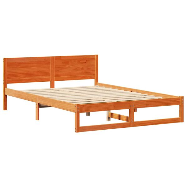 vidaXL Estrutura da Cama com cabeceira Marrom Cera 160 x 200 cm