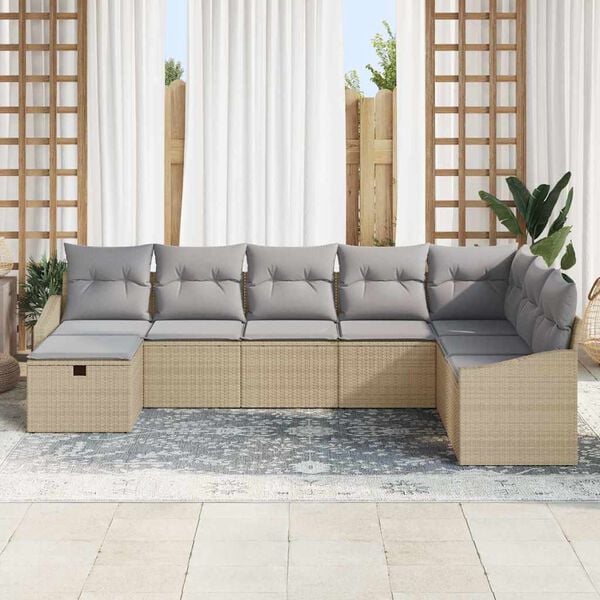 vidaXL Conjunto de Sof&aacute; de Jardim 8 pcs Bege 55 x 62 x 69 cm