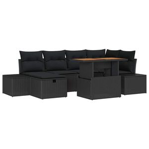 vidaXL Conjunto de Sof&aacute; de Jardim 7 pcs Preto vime PE