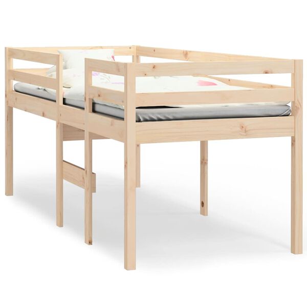 vidaXL Cama alta 75x190 cm madeira de pinho maci&ccedil;a