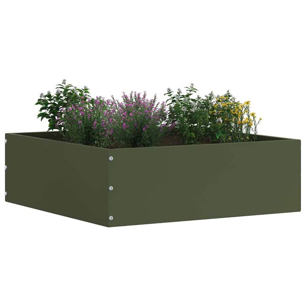 vidaXL Acabamento para Gramado 6 pcs Verde Oliva 40 x 40 x 13 cm A&ccedil;o