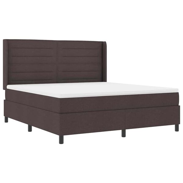 vidaXL Cama Box com colch&atilde;o Castanho escuro 180 x 200 cm tecido