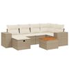 vidaXL 7 pcs conjunto de sof&aacute;s p/ jardim com almofad&otilde;es vime PE bege