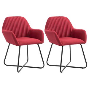 vidaXL Cadeiras de jantar 2 pcs tecido vermelho tinto