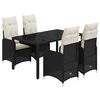 vidaXL 5 pcs conjunto bistr&ocirc; de jardim c/ almofad&otilde;es vime PE preto