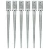 vidaXL Estacas de enterrar 6 pcs 7x7x75 cm a&ccedil;o galvanizado prateado