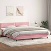 vidaXL Cama box spring c/ colch&atilde;o e LED 180x210 cm veludo Rosa