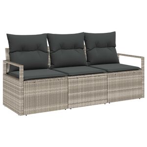 vidaXL Conjunto de Sof&aacute; de Jardim 3 pcs Cinzento-claro vime PE