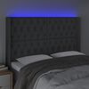 vidaXL Cabeceira de cama c/ LED tecido 163x16x118/128 cm cinza-escuro