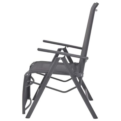 vidaXL Cadeira reclinável em alumínio e textilene preto