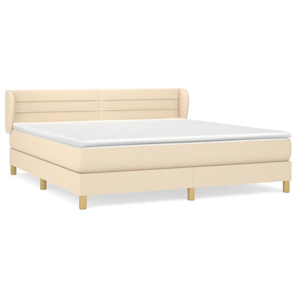 vidaXL Cama com molas/colch&atilde;o 180x200 cm tecido cor creme