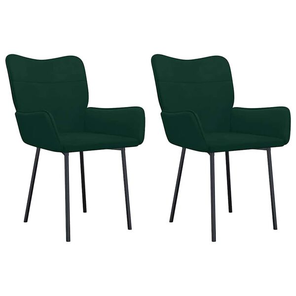 vidaXL Cadeiras de jantar 2 pcs veludo verde-escuro