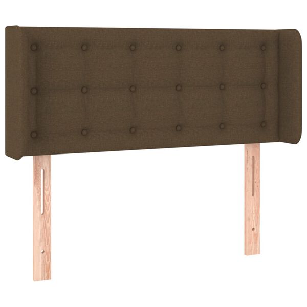 vidaXL Cabeceira de cama c/ abas tecido 83x16x78/88 cm castanho