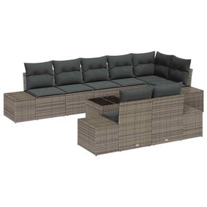 vidaXL Conjunto de Sof&aacute; de Jardim Cinzeto Rattan Sint&eacute;tico