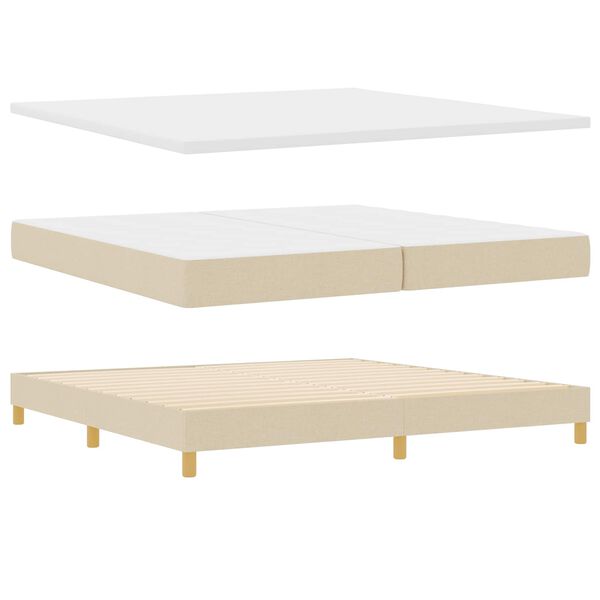 vidaXL Cama Box com colch&atilde;o com cabeceira Creme 200 x 200 cm tecido