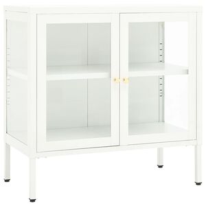 vidaXL Aparador 70x35x70 cm vidro e a&ccedil;o branco