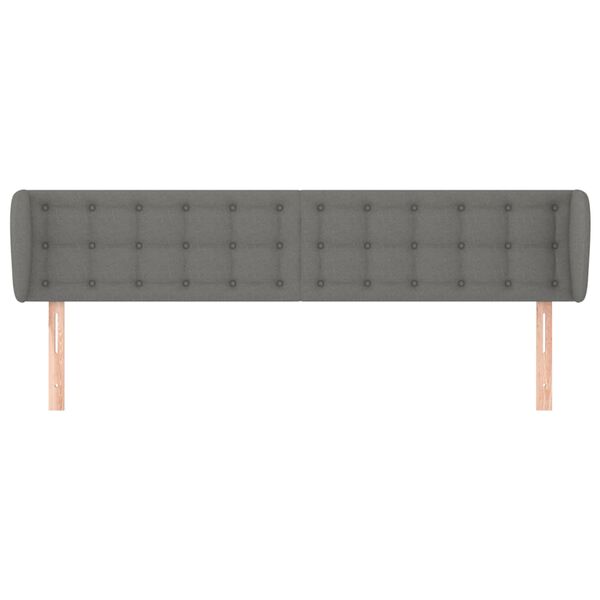 vidaXL Cabeceira de cama c/ abas tecido 203x16x78/88cm cinzento-escuro