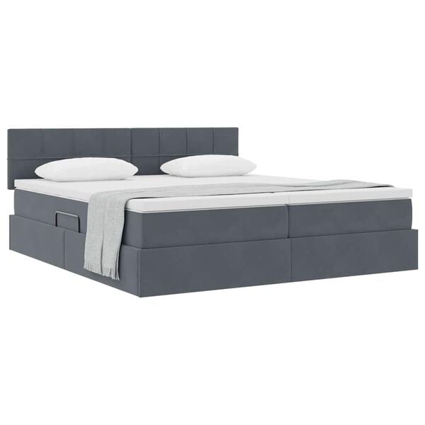 vidaXL Cama com Armazenamento com colch&atilde;o Cinza Escuro 100 x 200 cm