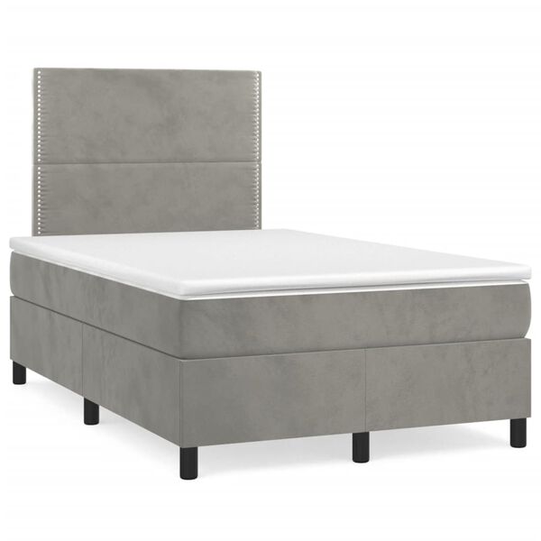 vidaXL Cama boxspring c/ colch&atilde;o 120x200 cm veludo cinzento-claro