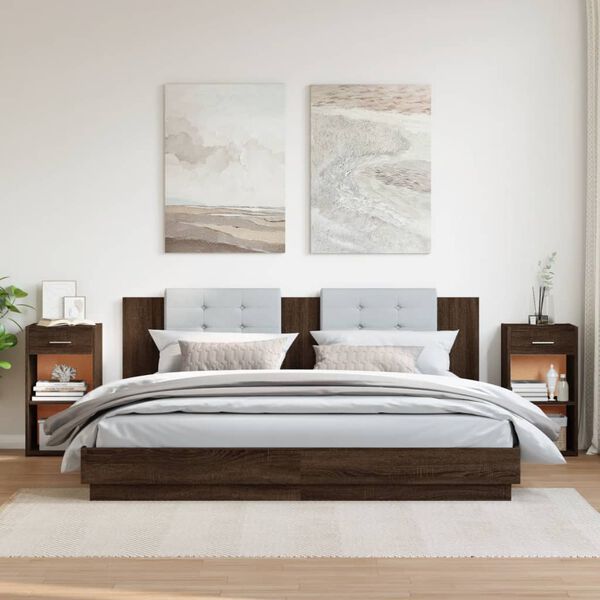 vidaXL Mesas de cabeceira 2 pcs derivados de madeira carvalho castanho