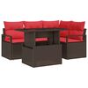 vidaXL Conjunto de Sof&aacute; de Jardim 5 unid. Castanho Rattan Sint&eacute;tico