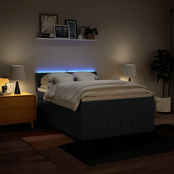 vidaXL Cama com molas/colch&atilde;o 140x200 cm tecido azul