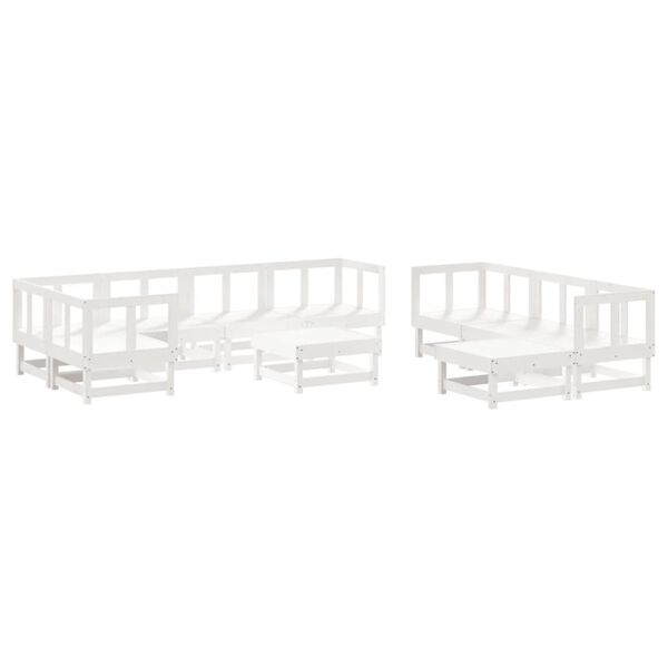 vidaXL 10 pcs conjunto lounge de jardim pinho maci&ccedil;o branco