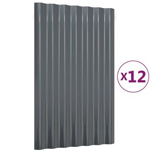 vidaXL Pain&eacute;is de telhado 12 pcs 60x36cm a&ccedil;o galvanizado antracite