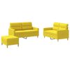 vidaXL 3 pcs conjunto de sof&aacute;s com almofad&otilde;es tecido amarelo-claro