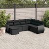 vidaXL 7 pcs conjunto de sof&aacute;s p/ jardim c/ almofad&otilde;es vime PE preto