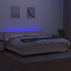 vidaXL Cama box spring c/ colch&atilde;o e LED 200x200 cm tecido cor creme