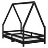 vidaXL Estrutura de cama infantil 80x160 cm pinho maci&ccedil;o preto