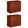 vidaXL Vaso de Jardim 2 unid. Ferro Enferrujado 60 x 30 x 50 cm