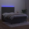 vidaXL Cama box spring c/ colch&atilde;o/LED 140x190cm veludo cinzento-escuro