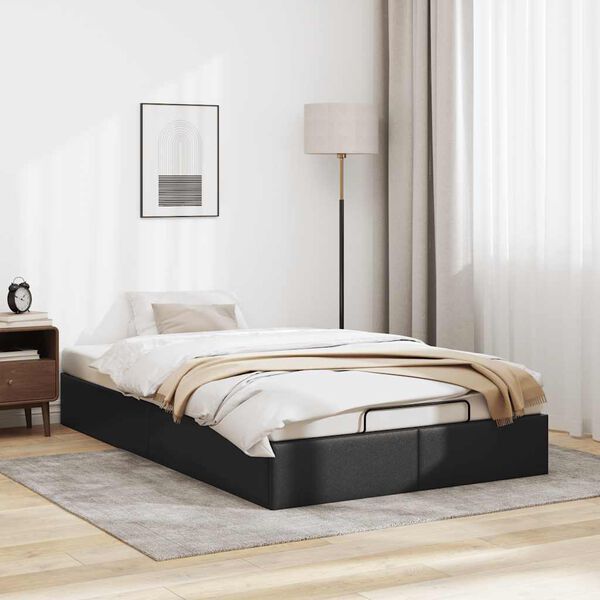 vidaXL Estrutura de cama otomana sem colch&atilde;o 120x200 cm preto