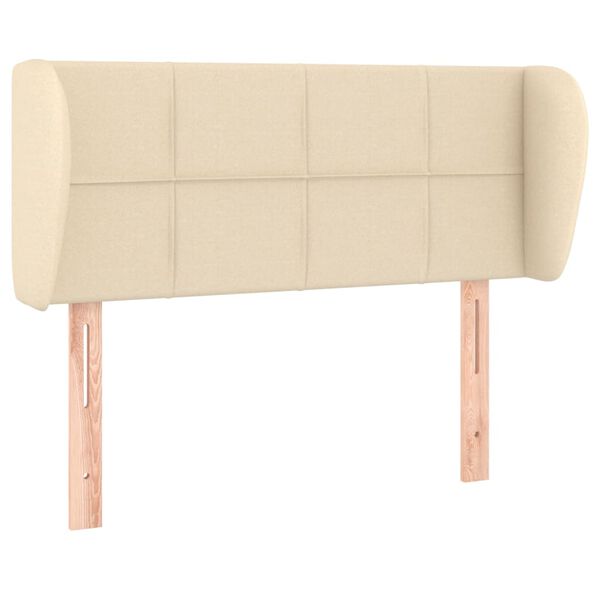 vidaXL Cabeceira de cama c/ abas tecido 83x23x78/88 cm creme