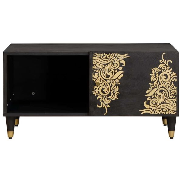 vidaXL Mesa de centro Preto 80 x 50 x 40 cm Madeira de manga maciça