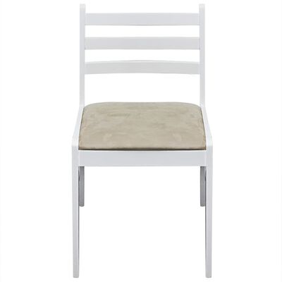 vidaXL Cadeiras de jantar 4 pcs seringueira maciça e veludo branco