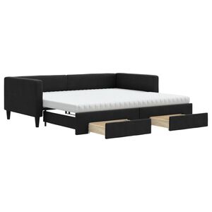 vidaXL Sof&aacute;-cama com gavet&atilde;o e gavetas 100x200 cm tecido preto