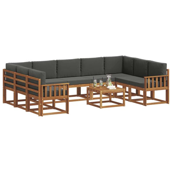 vidaXL Conjunto de Sof&aacute;s para Exterior 10 pcs Natural e Antracite