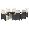 vidaXL Conjunto de Jantar para Jardim com almofada 7 pcs Preto vime PE